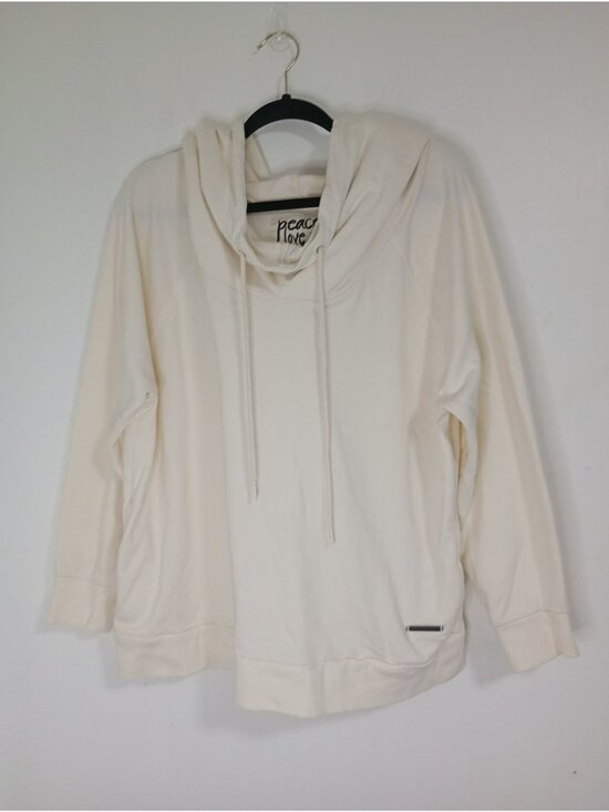 Peace Love World Tops - Peace Love World Womens Ivory Hoodie Size Large Cotton Blend Relaxed Fit